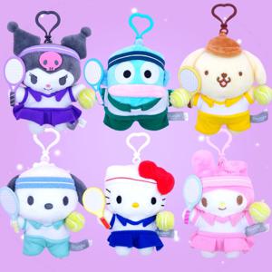 산리오 테니스 키링 헬로키티 한교동 포차코 쿠로미 마이멜로디 폼폼푸린 가방고리 13cm