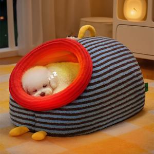 [해외] 북유럽 모던 줄무늬 겨울 강아지집 고양이집 애견하우스 숨숨집 2colors