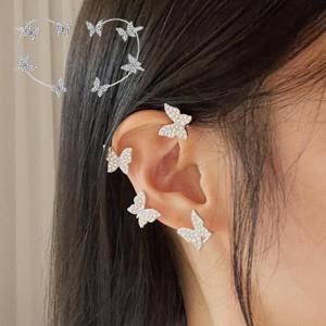 나비 귀걸이 파티 신부 웨딩 스파클링 쥬얼리 큐빅 이어 클립
