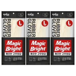 매직브라이트 X 마미손 식품용 라텍스 단목 고무장갑 3켤레 대형(L)