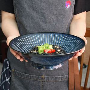 다카네블루 와이드 면기 24cm 샐러드볼 냉모밀그릇 일본그릇
