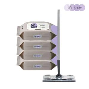 바샘 뽀글이 물걸레 실속세트(물걸레 청소포 4팩 + 전용밀대 1개)