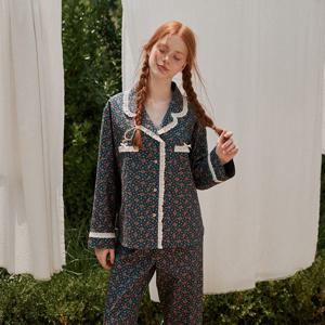 앤의 동백꽃 긴팔 여성페어 네이비 (30수)