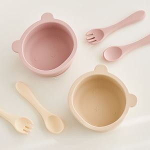 강력한 흡착력! 귀여운 실리콘 곰돌이 흡착볼 + 실리콘 스푼포크