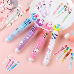 귀여운 캐릭터 멀티펜 입학선물 인형 피규어 단체선물 10색 원형 볼펜