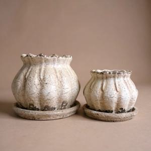 크림 머랭 인테리어 화분(받침대 세트)