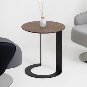 펠레 슬라이스 월넛 원형 사이드테이블500 H550