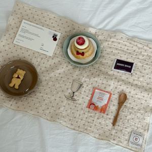 마롱 오키드 거즈 면 핸드타월 키친크로스 테이블매트 행주 패브릭