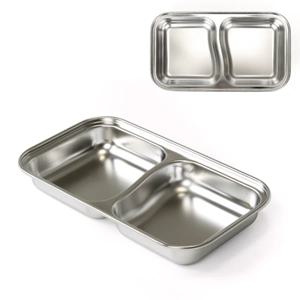 무연마제 다이어트 스텐304 2구 간식기 2호 급식 식기 식판
