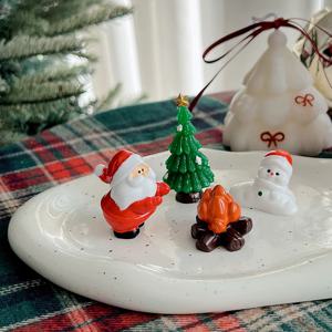 산타 눈사람 모닥불 크리스마스 토퍼 세트 케이크 장식 트리 피규어 미니