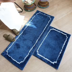 알베르고 호텔 라인 자가드 논슬립 발 주방 매트 (로얄블루)