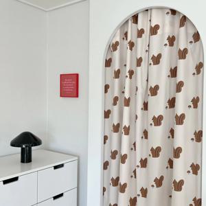 버섯과다람쥐 패브릭 가리개 커튼 다용도실 아이방 귀여운인테리어