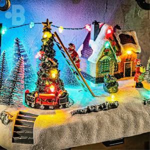 크리스마스 마을 캐롤 8곡  빌리지 오르골 자동회전 기차 우리집에 산타가 무선 조명 무드등