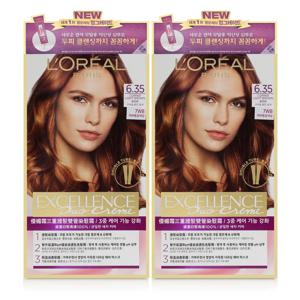 염색약 엑셀랑스 듀오크림 6.35 구리빛 라이트브라운 2개