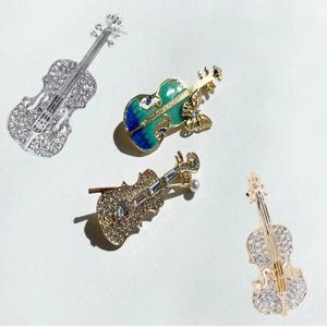 바이올린 옷핀 브로치핀 큐빅 보석 액세서리 정장 가디건 뱃지 장식
