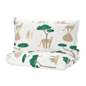 산들뢰파레 이불커버+베개커버 화이트 다크블루/사바나 150x200/50x80cm