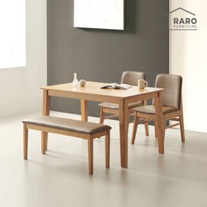 포트 1250 고무나무 원목 4인 식탁 세트 (식탁+의자2+방석벤치1)