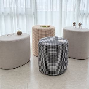 루나 패브릭 침대 옆 협탁 스툴 보조 의자 원형 타원형 사이즈 맞춤제작 콘센트 추가 선택