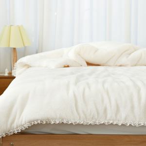 보아 극세사 차렵침구세트 차렵이불세트 이불단품세트 아이보리 (싱글/퀸)