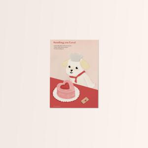 생일 기념일 축하 엽서 시리즈 - 하트 케이크