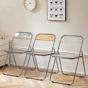 교회 카페 미드센츄리 투명 철제 접의자 클리어 접이식 의자