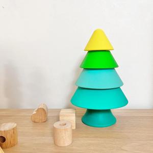 핑거 타워 나무 실리콘 링쌓기 소근육장난감