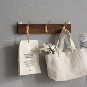 골든 3구 엔틱 빈티지 코트랙 원목 벽걸이 행거 모자걸이 가방걸이 무타공 벽선반