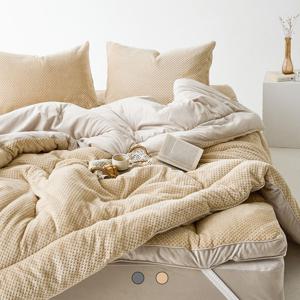 발열솜이 들어간 코지 와플 극세사 겨울 차렵이불 세트_2컬러 S/SS Q K