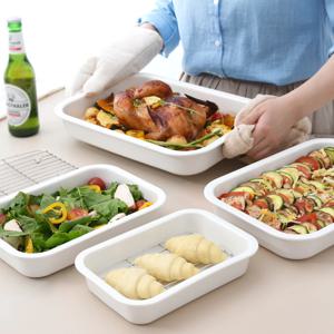 오븐/에어프라이어 사용가능! 튼튼 세라믹 사각트레이 2종세트