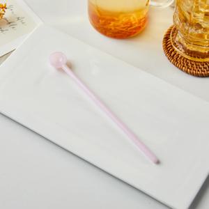 내열 유리 머들러 스푼 MILKY PINK 20cm