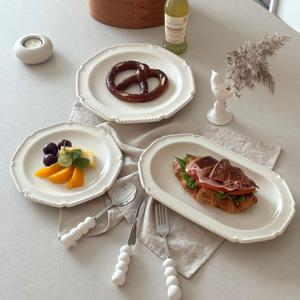 프렌치 메종펄 감성 테이블웨어 도자기 디자인 접시 플레이트 21cm26cm30cm 3종
