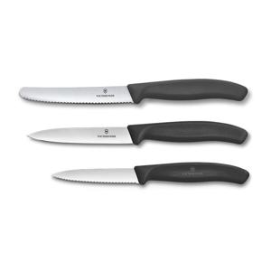 스위스 클래식 물결/일자 날 과도 3종 세트 8/10/11cm 블랙 6.7113.34