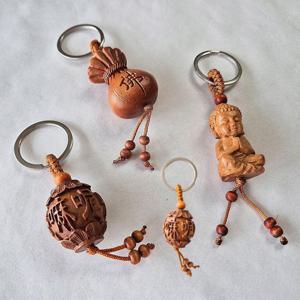 복주머니 부적 부처 육자진언 불교 단체선물 원목 나무 키링 열쇠고리