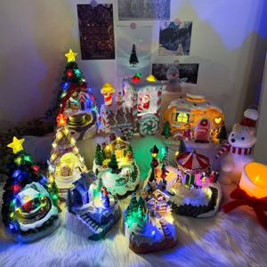 크리스마스 오르골 장식조명 LED 무드등 움직이는 산타