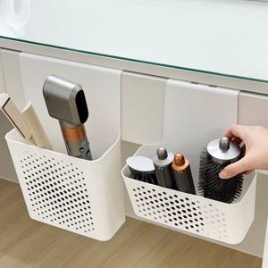 [리퍼] 간편 걸이형 화이트 펀칭 다용도 화장대 수납 바구니 2size