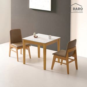 포트 800 유광 포세린 통 세라믹 2인 식탁 세트 (식탁+의자2)