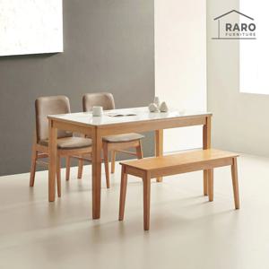 포트 1300 유광 포세린 통 세라믹 4인 식탁 세트 (식탁+의자2+원목벤치1)