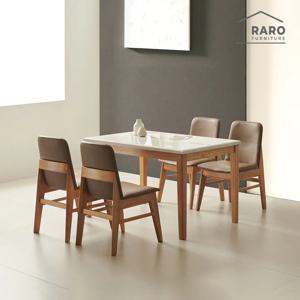 포트 1200 천연 대리석 4인 원목 식탁 세트 (식탁+의자4)