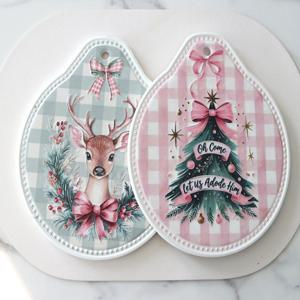 핑크트리 사슴 크리스마스 냄비받침 2type