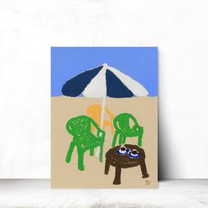 파라솔 팝아트 심플 아트 포스터 거실 카페 현관 인테리어 액자 21x26cm