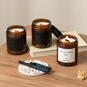 '감성적인 불멍 인테리어' 우드심지 갈색병 소이캔들+롱라이터+원형 코스터