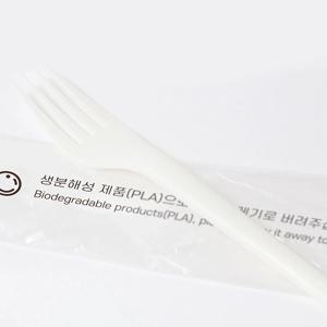 카페 음식점 배달 캠핑 소풍 커트러리 생분해 개별포장 일회용 PLA 포크 100개