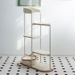 뽀뽀백번x풀오브빈스 순수 화이트 고양이 캣타워 스틸캣타워 (라탄바구니 증정)