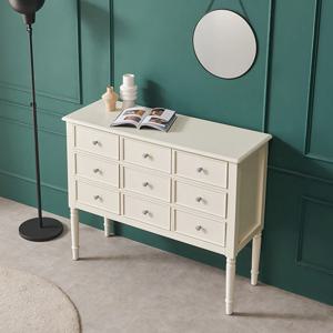 [리퍼] 아데나 엔틱 원형다리 9단 콘솔 크림화이트