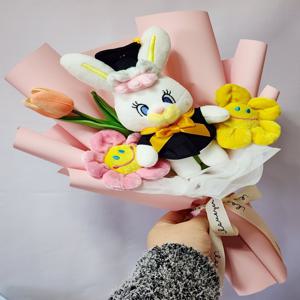 학사모 리코 인형꽃다발 곰돌이 간식 킨더조이 사탕 졸업 어린이 유치원 입학 남아 블루