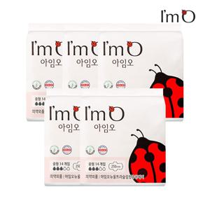 아임오 유기농 순면 생리대 중형 14P x5개