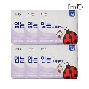 아임오 유기농 순면 생리대 입는 오버나이트 중형 4P x6개