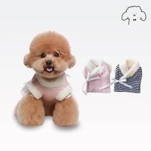 반려동물 꽃 배자 기모깃 강아지 한복 S~XL,  2 colors