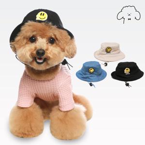 반려동물 강아지 벙거지 모자 스마일 버킷햇 3 colors, S-XL