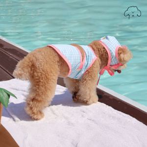 반려동물 강아지수영복 댕키니 자외선차단 체크 비키니/수모